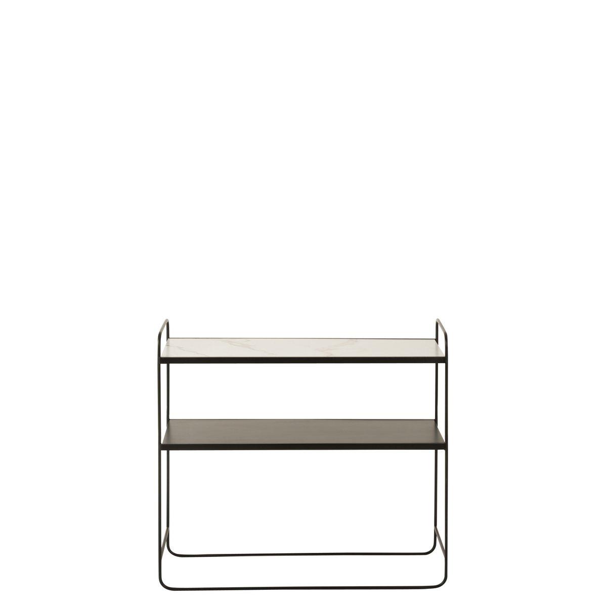 J-Line Konsole Marmor 2 Regale MDF/Eisen Schwarz