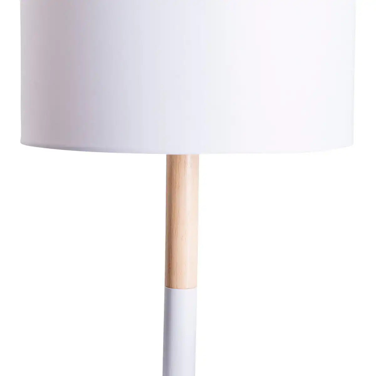 Textil-Tischleuchte "TESSILE", Tischlampe aus Metall, Textil und Gummibaumholz in Weiß/Natur, mit E14-Fassung, für Esszimmer, Wohnzimmer, Diele oder Büro, 37 cm hoch