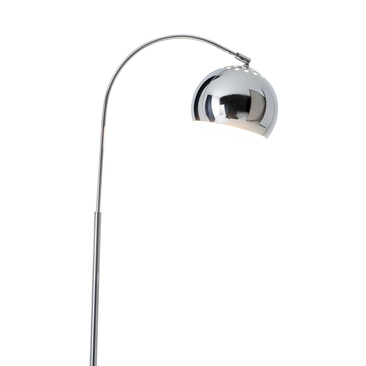 Stehleuchte "STYLE", Retro Klassiker Stehlampe mit Bogen aus chromfarbenem Metall mit, E27-Fassung, 146 cm hoch, ideal für Esszimmer, Wohnzimmer und Büro.
