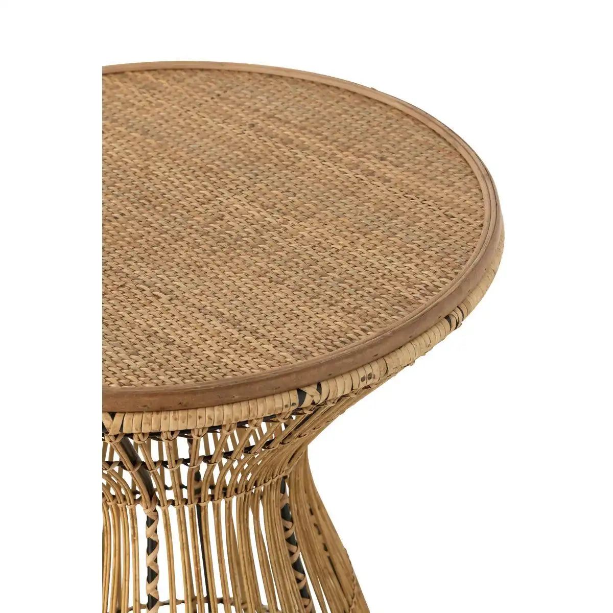 J-Line Beistelltisch Round Grooves – Rattan – Natur