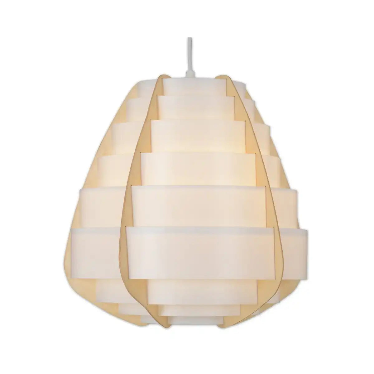 Pendelleuchte "MALMÖ", Hängelampe aus Kunststoff in Beige, E27-Fassung, für Esszimmer, Wohnzimmer, Diele oder Büro, mit einem Ø37 cm