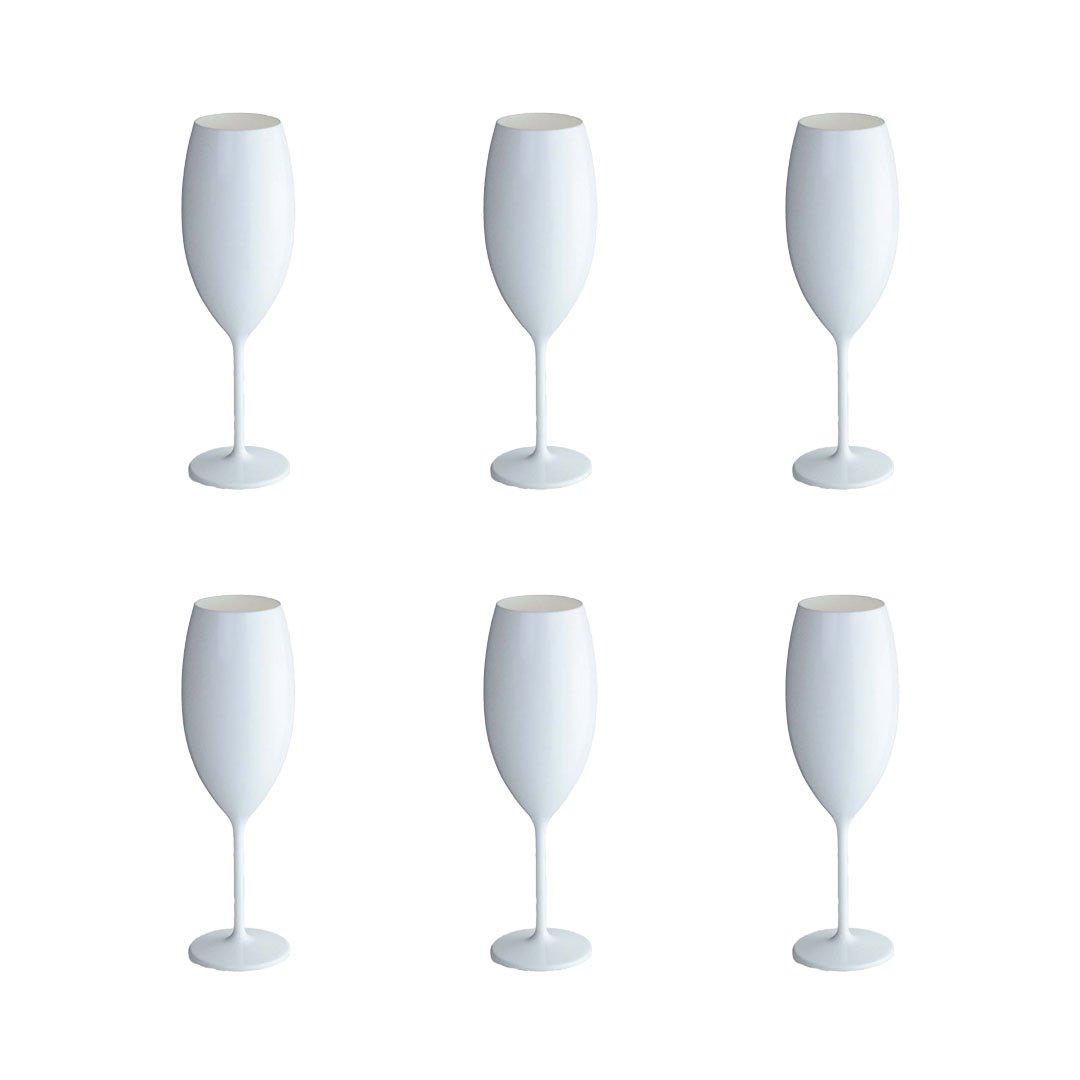 Weiße Champagnerflöten in 210 ml Acryl - Los 6