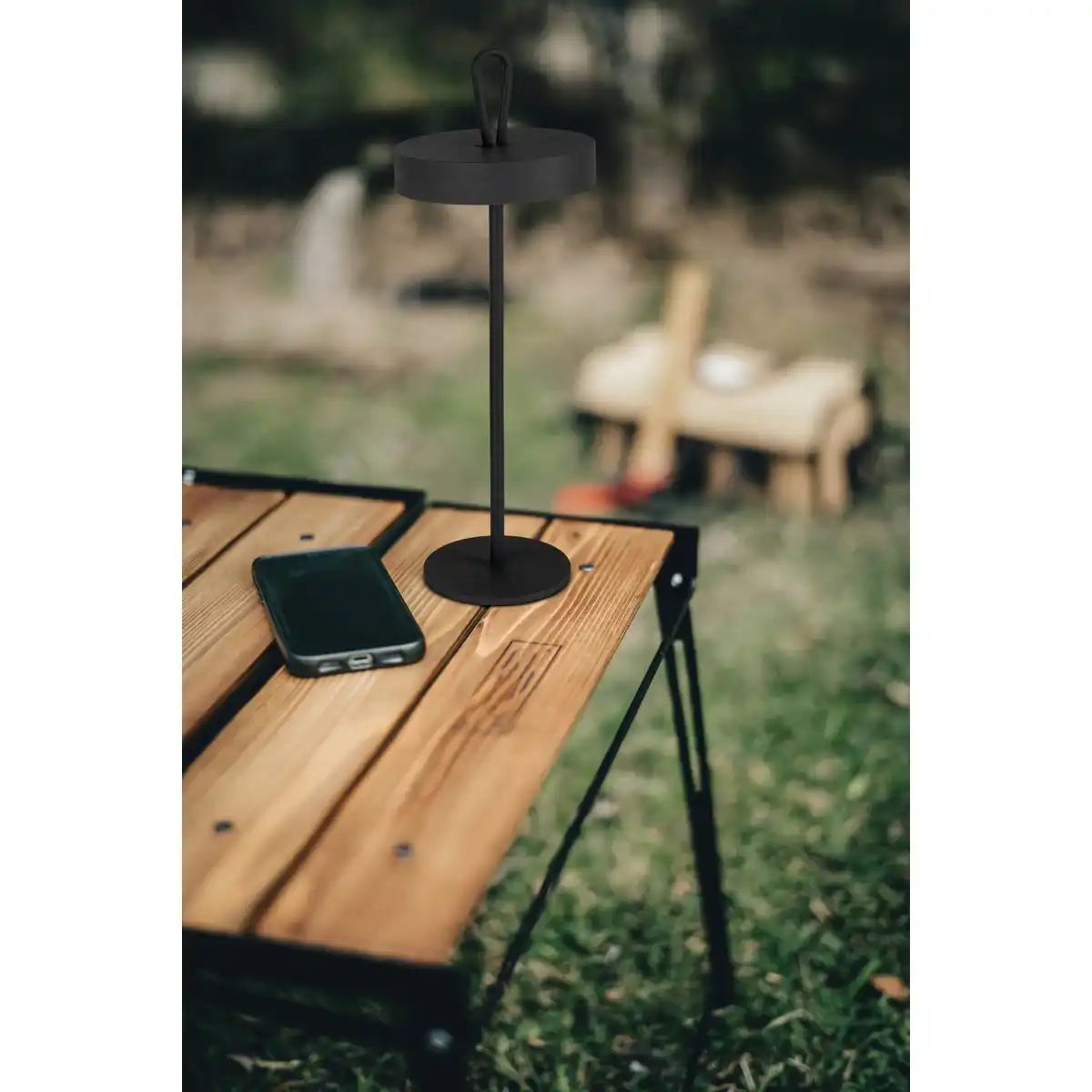 LED-Akku-Tischleuchte magnetisch "ELLA" für Außen und Innen, aus Metall und Kunststoff in Schwarz, 35 cm hoch