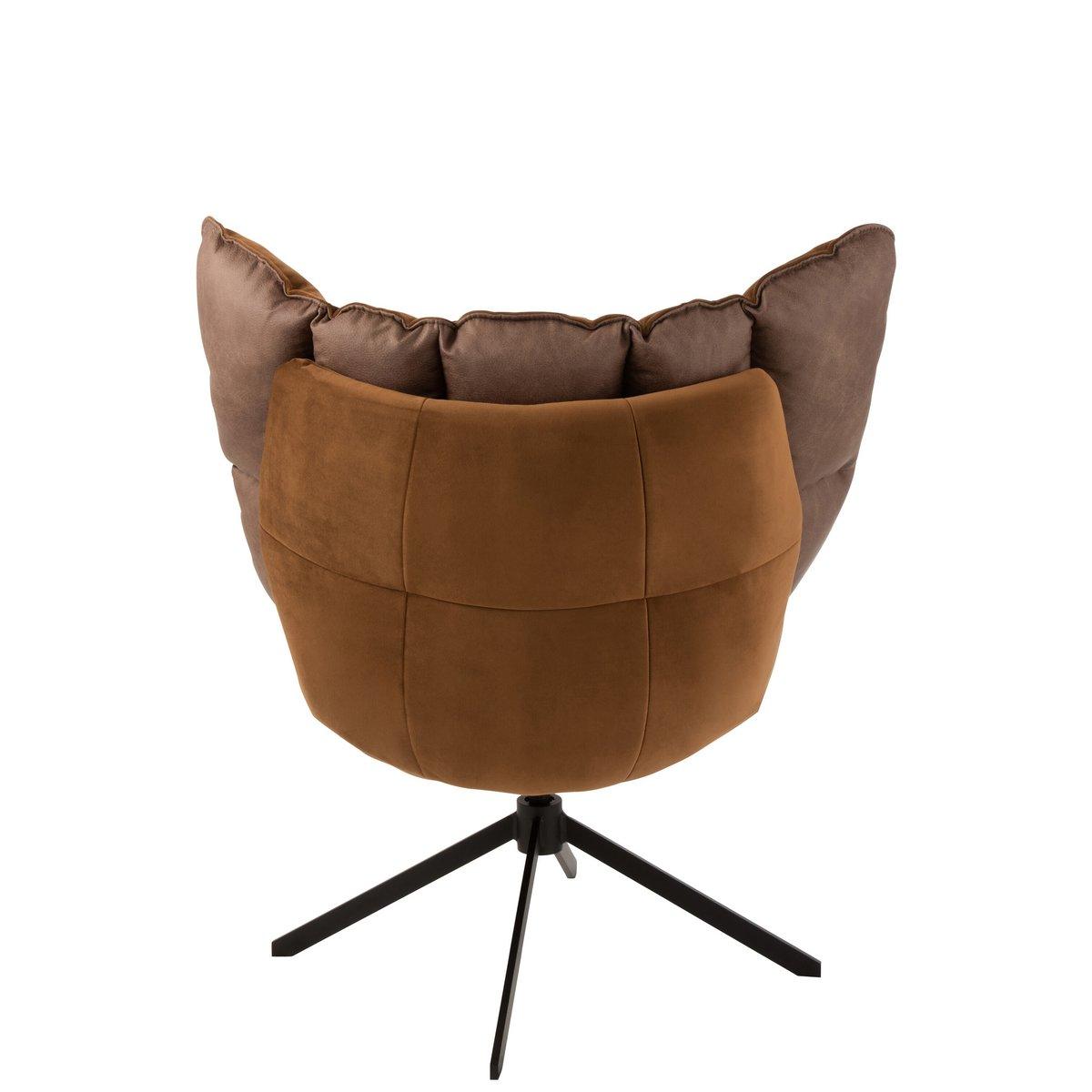 J-Line Stuhl Relax Kissen auf Gestell Textil/Metall braun