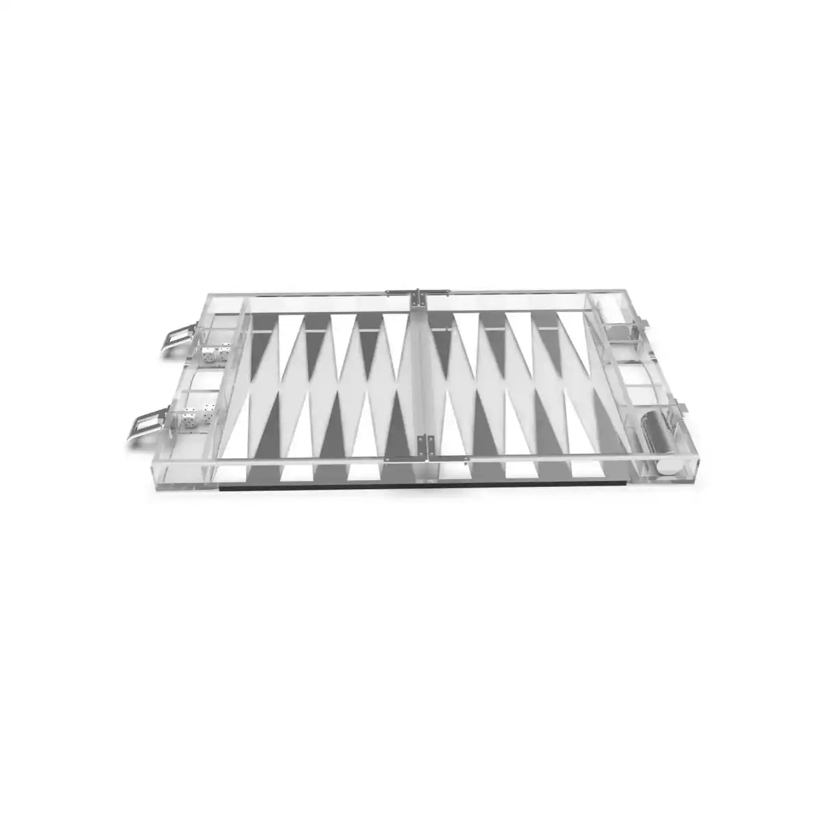 Backgammon Game Mini Malette in Weiß- und Silber Acryl25x20x5c - HomeDesign Knaus