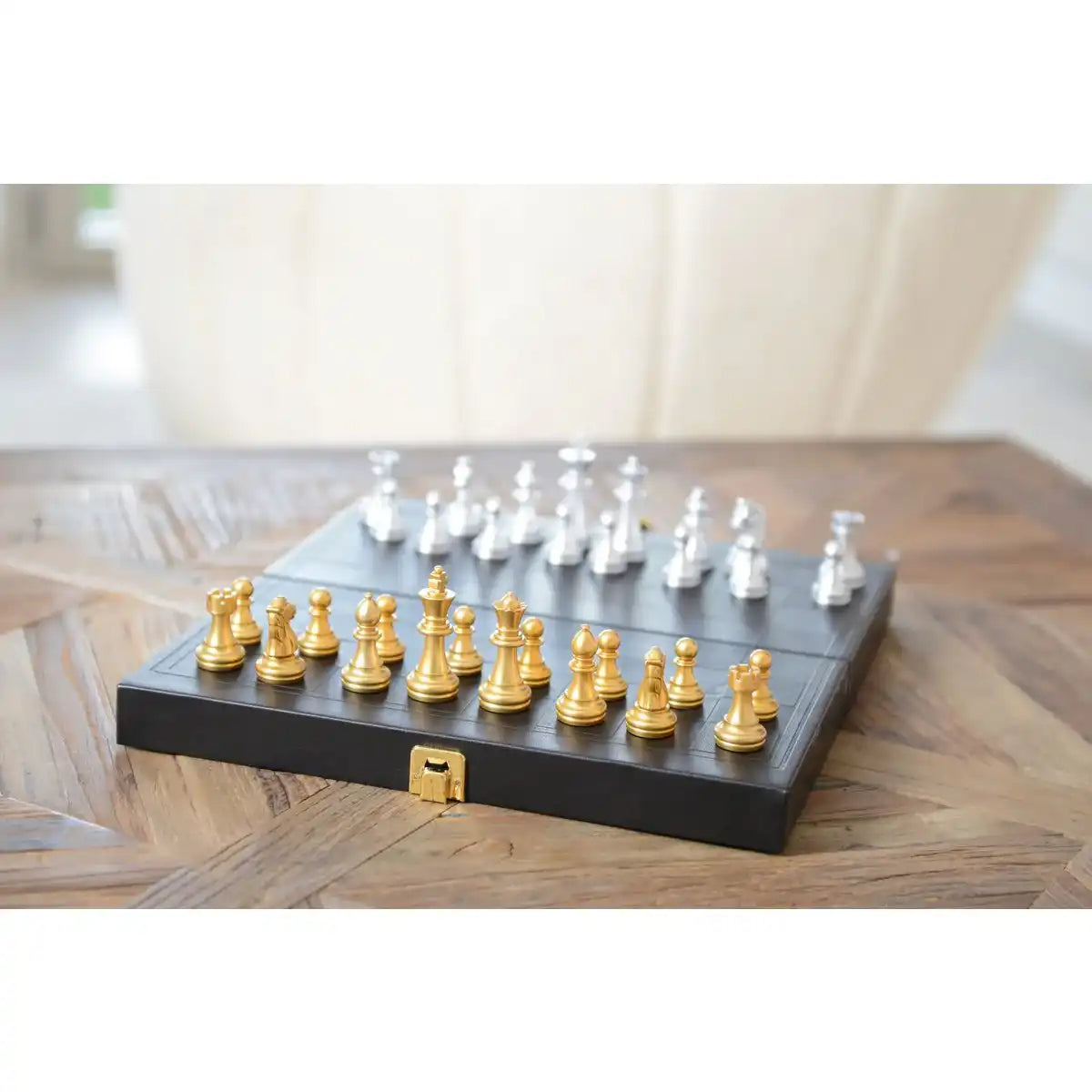 Backgammon/Game -Spiel in einer schwarzen Nachahmungslederhülle - HomeDesign Knaus
