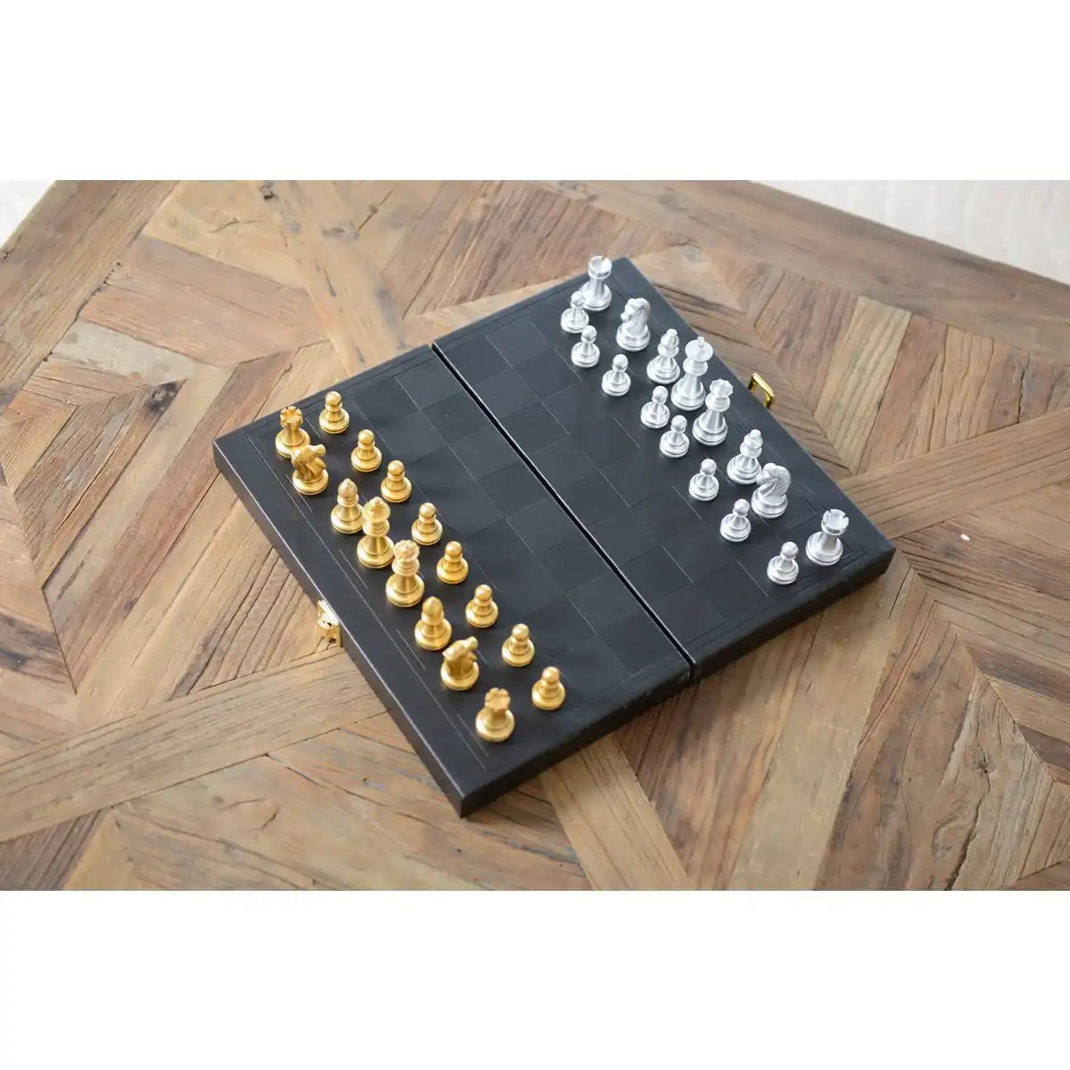 Backgammon/Game -Spiel in einer schwarzen Nachahmungslederhülle - HomeDesign Knaus