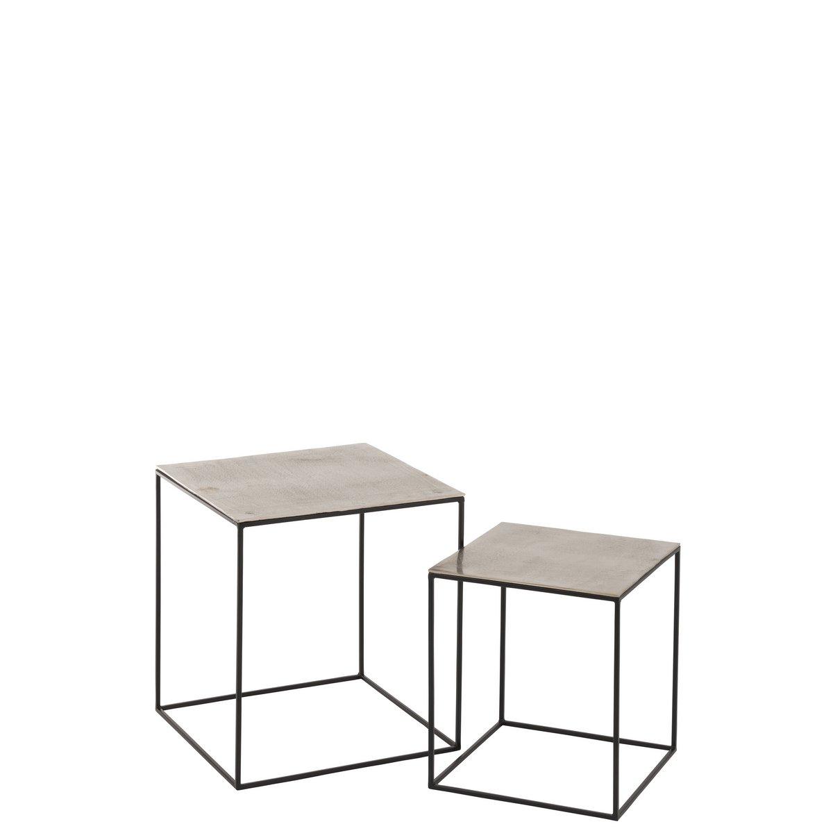J-Line Beistelltisch Square – Metall – Silber/Schwarz