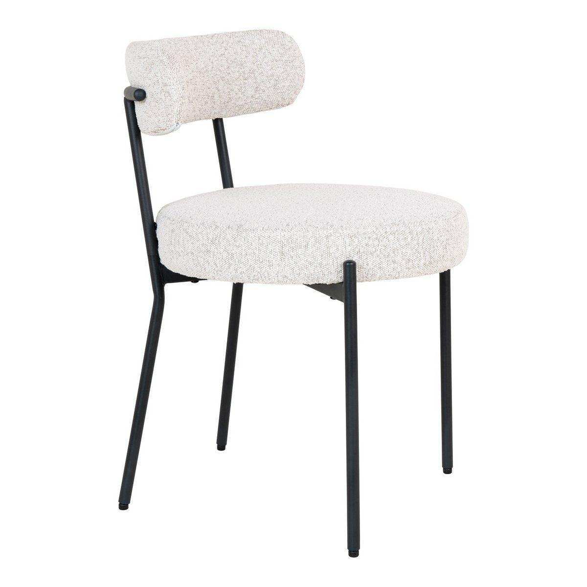 Badalona Esszimmerstuhl – Esszimmerstuhl, weißes Bouclé mit schwarzen Beinen, HN1270 - HomeDesign Knaus