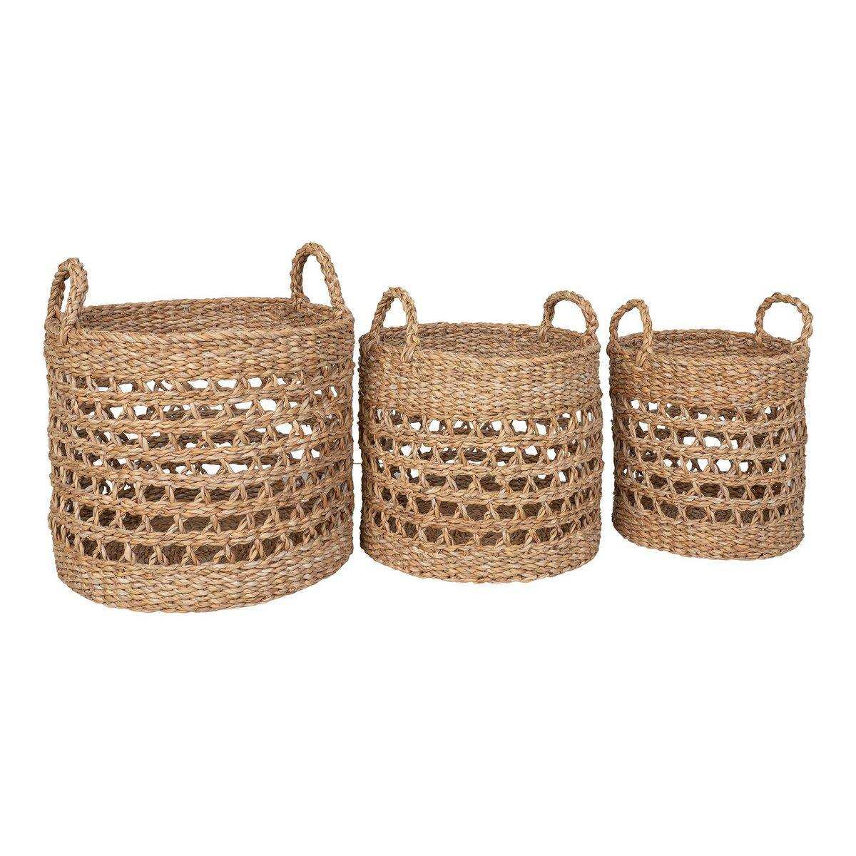 Balok Basket - Korb, Seegras, natur/schwarz, 3er-Set - HomeDesign Knaus