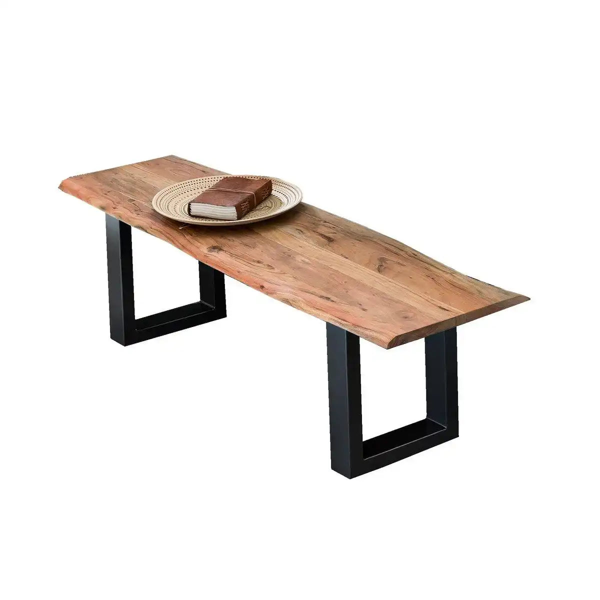 Bank 150 cm, natur, Gestell schwarz - HomeDesign Knaus