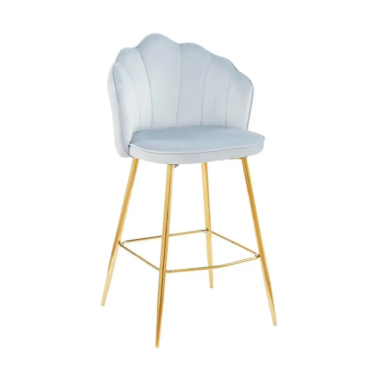 Barhocker Muscheldesign 2er Set aus Samt Hellgrau - HomeDesign Knaus