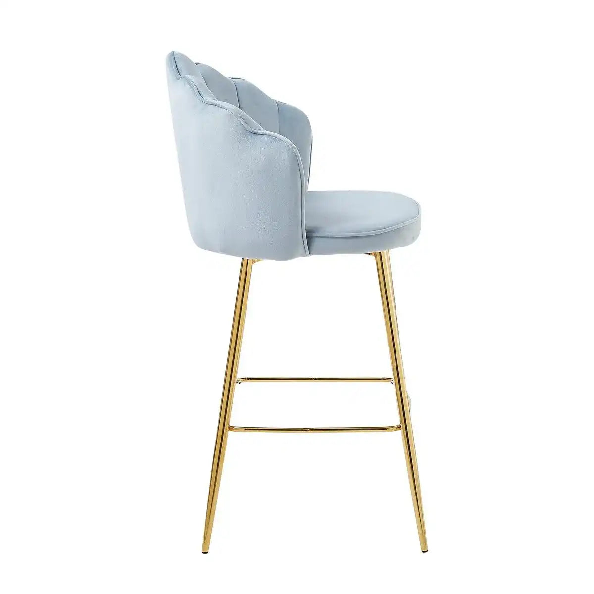Barhocker Muscheldesign 2er Set aus Samt Hellgrau - HomeDesign Knaus