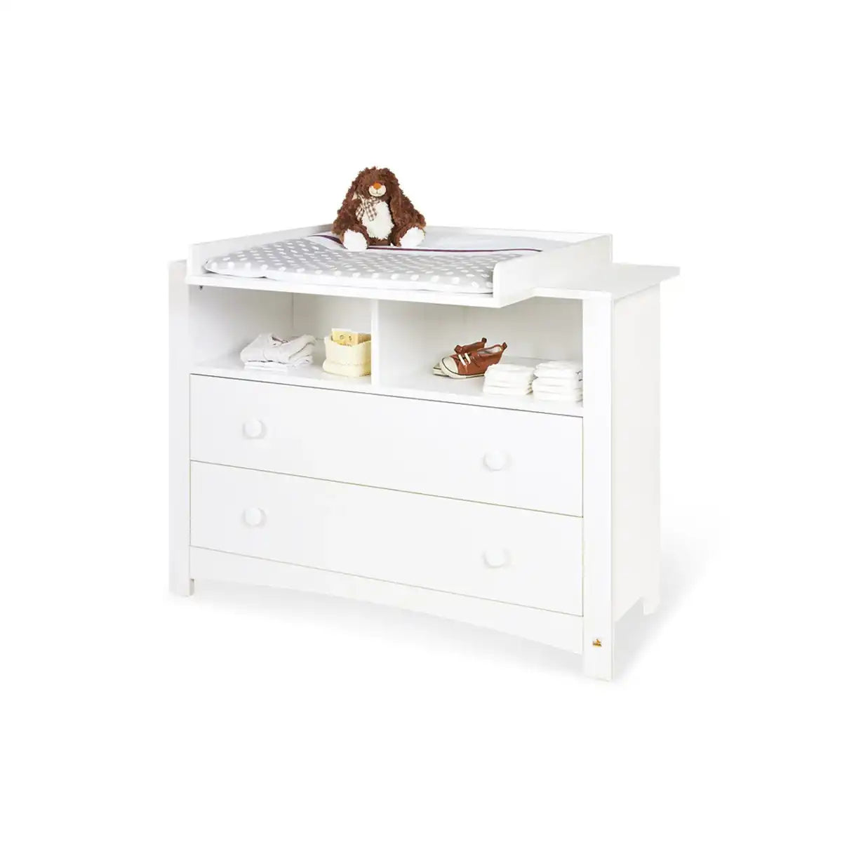 Baumschule 'Florentina' extra breit groß
3-teilig: Kinderbett, extra breite Wickelkommode, großer Kleiderschrank - HomeDesign Knaus