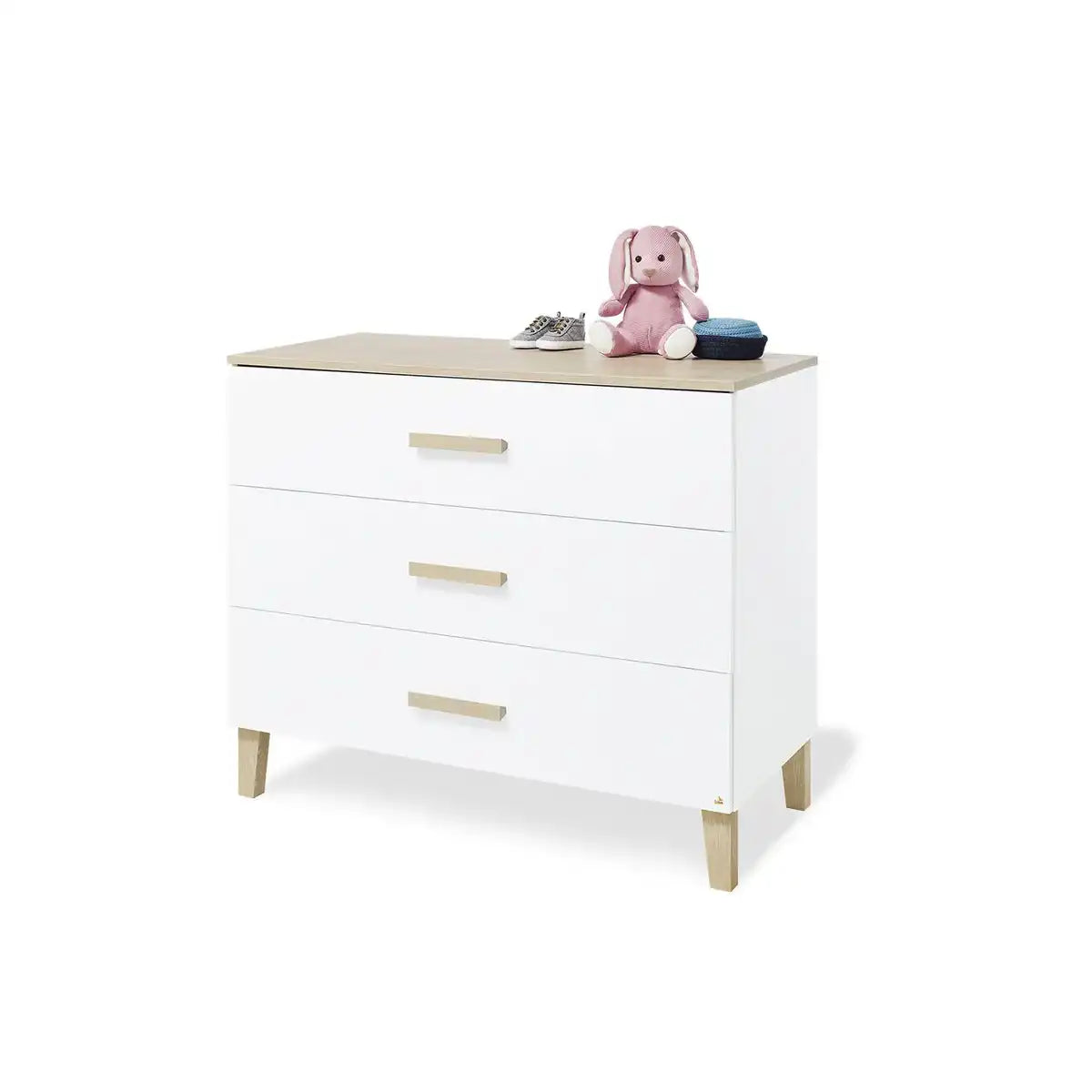 Baumschule 'Lumi' breit groß
3-teilig: Kinderbett, breite Wickelkommode, großer Kleiderschrank - HomeDesign Knaus