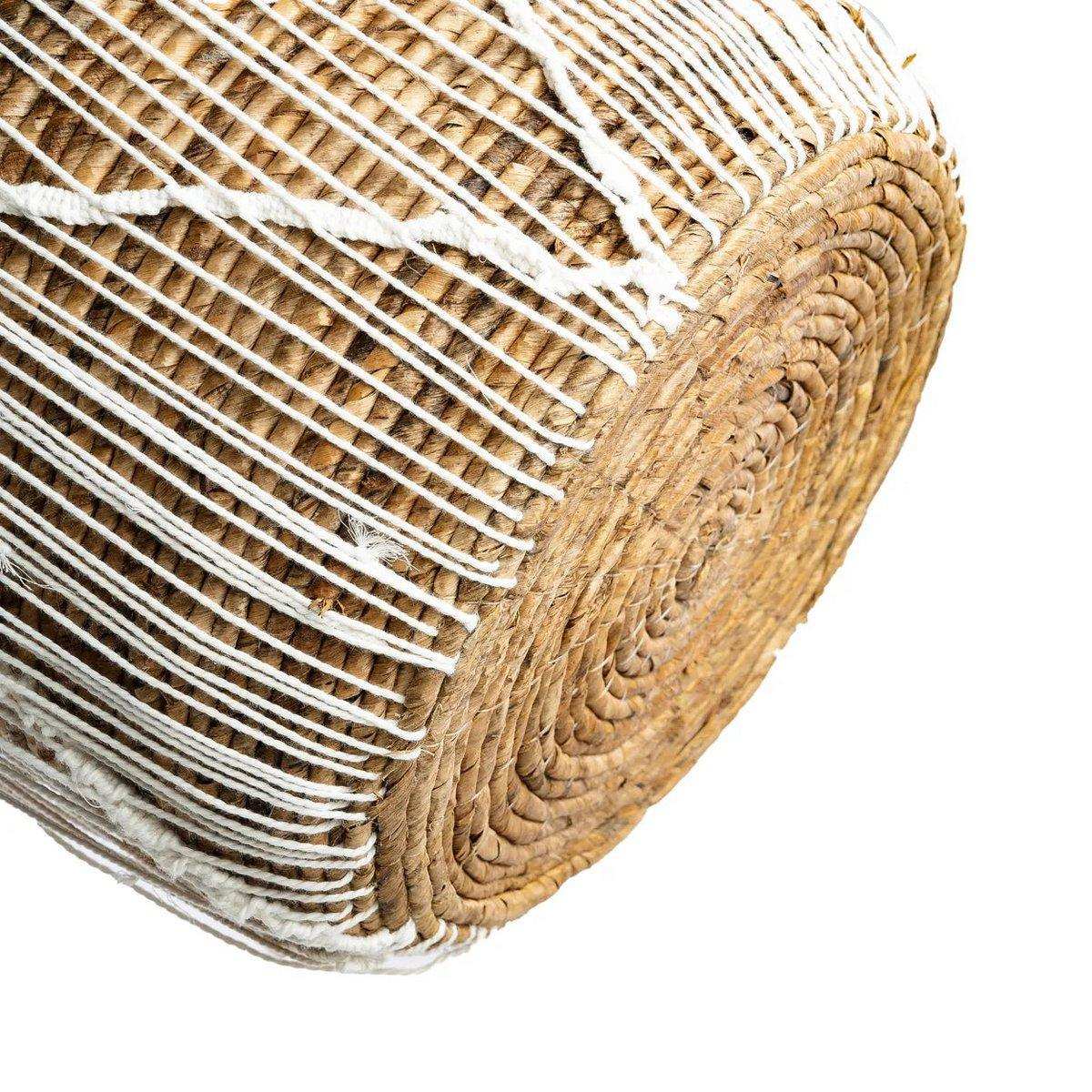 Baumwolle Gras Aufbewahrungskorb genähte Makramee-Korb – Naturweiß 48 cm - HomeDesign Knaus