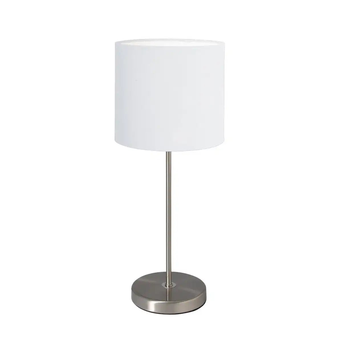 Tischleuchte "NEW YORK", klassische Tischlampe aus Metall mit Textilschirm in Weiß, mit E27-Fassung, 38,5 cm hoch, perfekt für Wohnzimmer, Esszimmer, Diele und Büro
