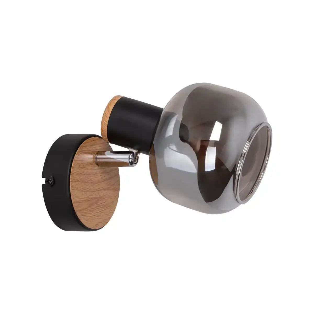 Glas-Wand Spot "FUMOSO", Wandlampe aus Metall und Rauchglas in Schwarz, und Natur, mit E14-Fassung, für Esszimmer, Wohnzimmer, Diele oder Büro, Leuchte für Wohnzimmer, Esszimmer, Flur oder Diele 16 x 14 cm