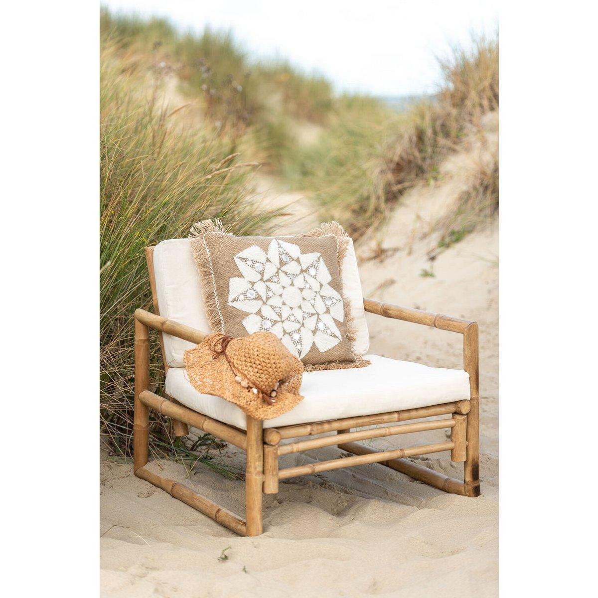 J-Line Kissen Flower Abstract – Jute – Natur/Beige