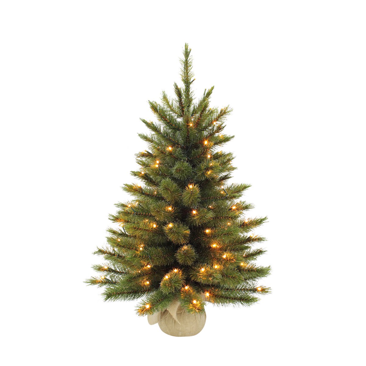 Künstlicher Weihnachtsbaum aus Jute mit LED-Beleuchtung – H60 x Ø46 cm – Grün
