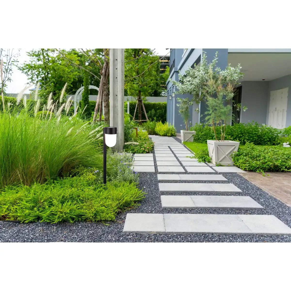 2er-Set LED Solarspieß "SINA" 47,2 cm hoch, Kunststoff in Schwarz und Weiß, integrierte Led, warmweiß