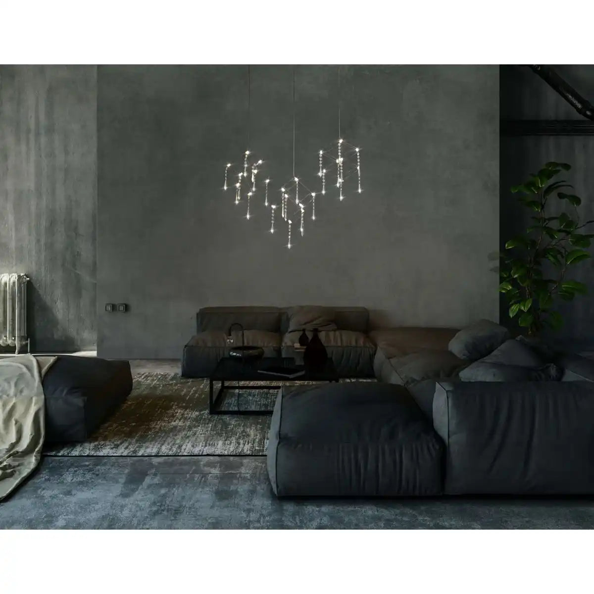 LED Pendelleuchte "ARANEUS" Metall und Kunststoff in chrom, mit fest verbauten LEDs, 80 cm lang, Beleuchtung für Wohnzimmer, Esszimmer oder Büro