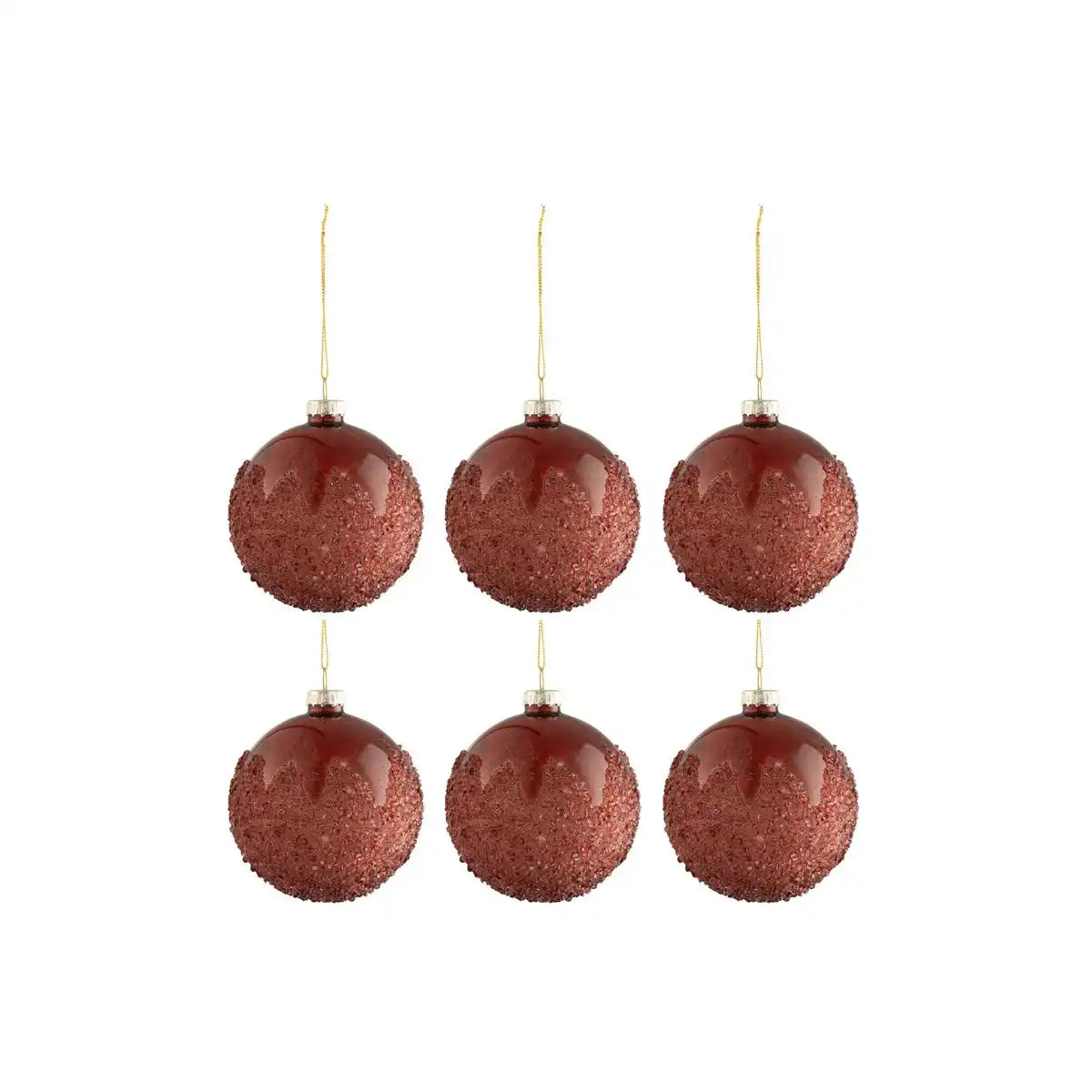 J-Line Weihnachtskugel Zucker – Glas – mattrot – klein – 6er-Box