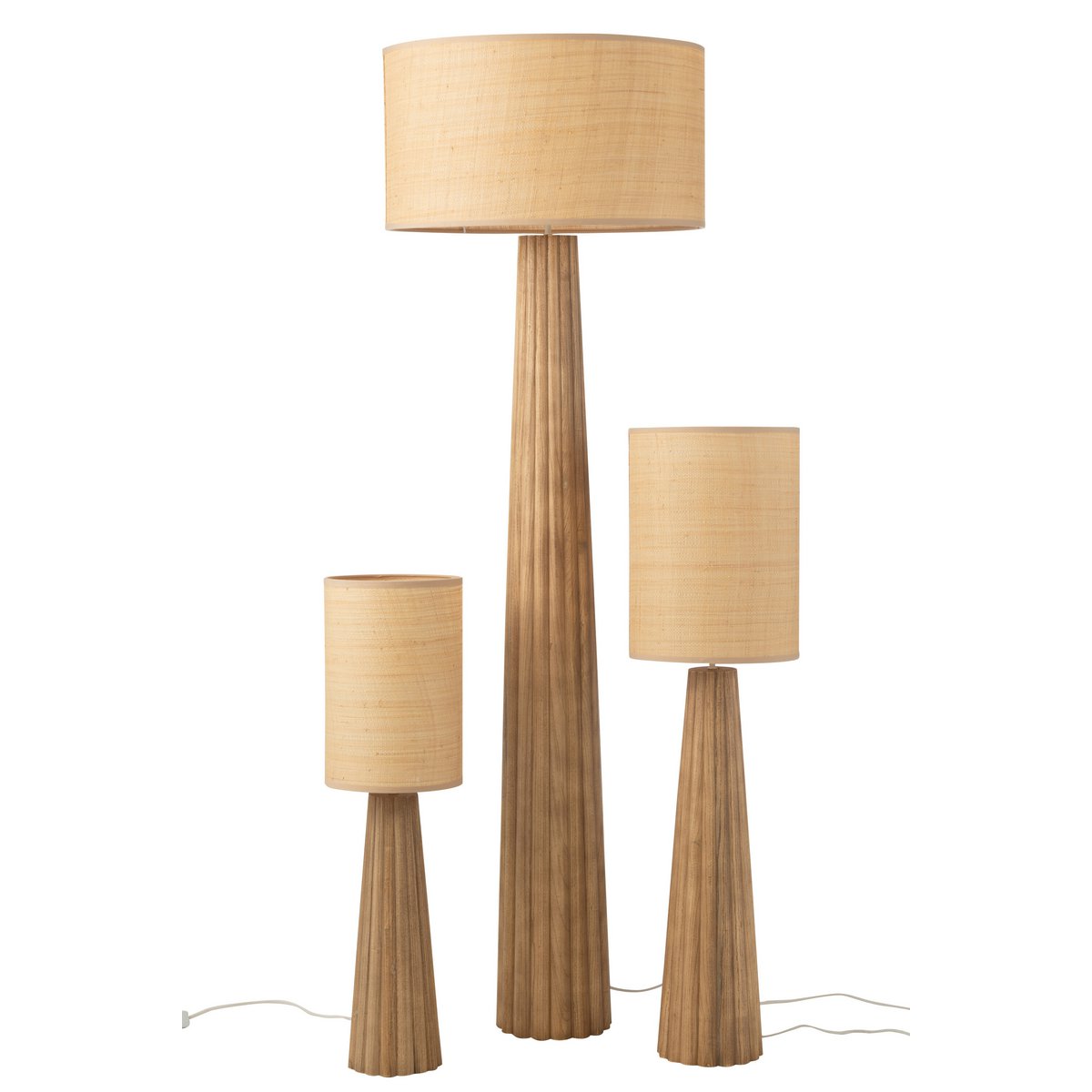 J-Line Stehleuchte Regenschirm Ailanthus Holz Natur