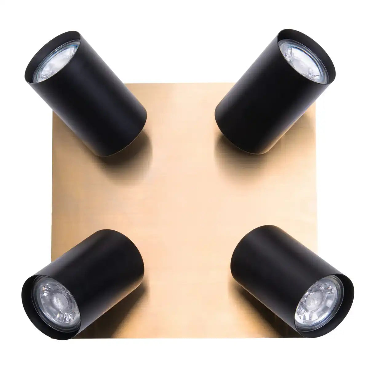 4er Wand- und Deckenleuchten "FRIDA" in Metall schwarz / Gold, Deckenstrahler, GU10, Deckenlampe für Esszimmer, Wohnzimmer, Diele oder Büro, 22 x 22 cm