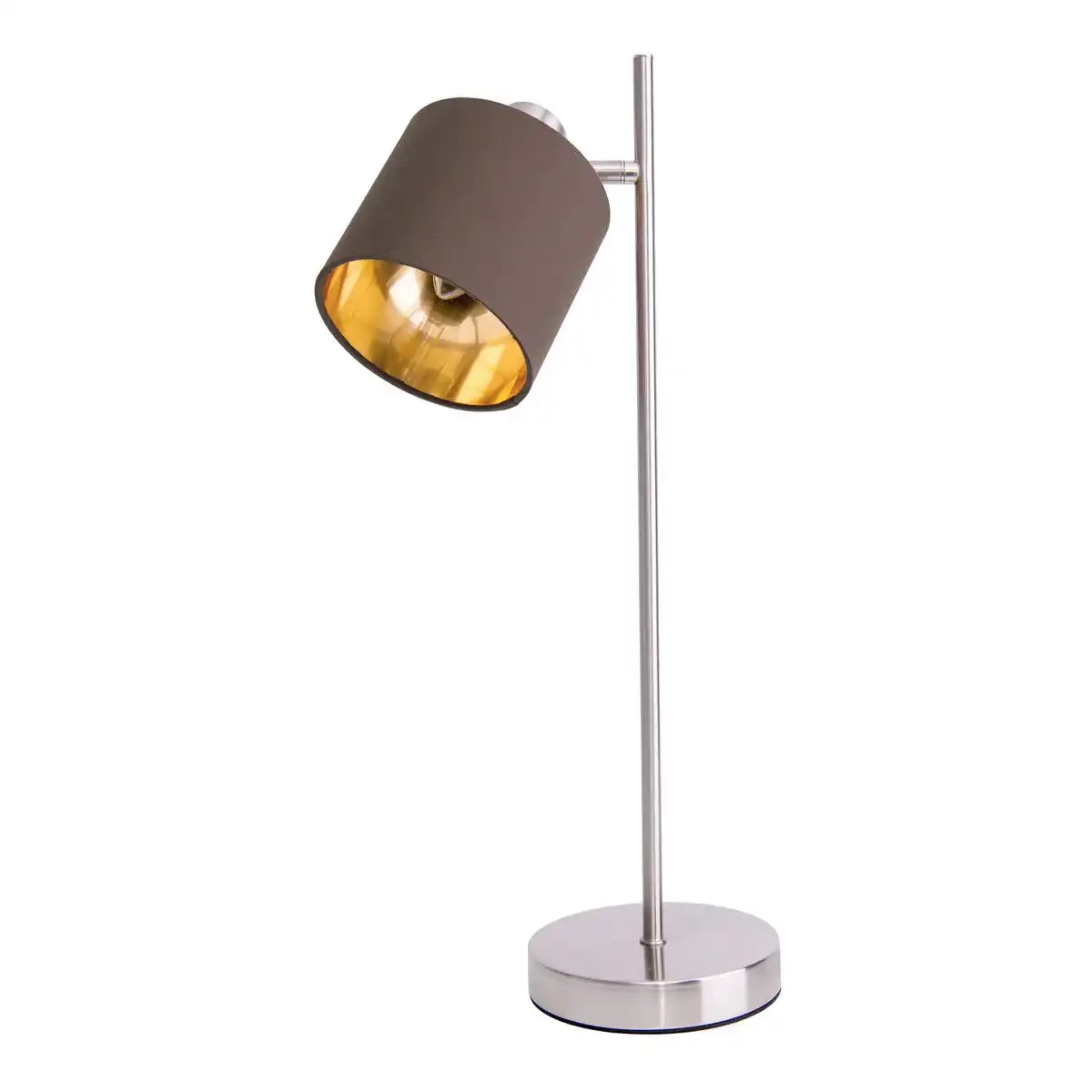 Tischleuchte "MARON" aus Metall satiniert-matt mit Stoffschirmen in Braun, mit E14-Fassung, Lampe für Wohnzimmer, Esszimmer, Flur und Büro, Tischlampe 51 cm hoch