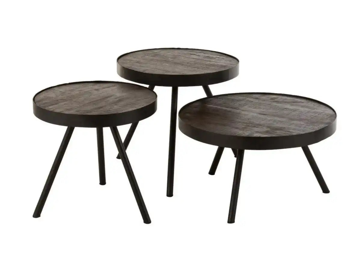 Beistelltisch Fien Low Holz/Eisen Dunkelbraun/Schwarz - HomeDesign Knaus