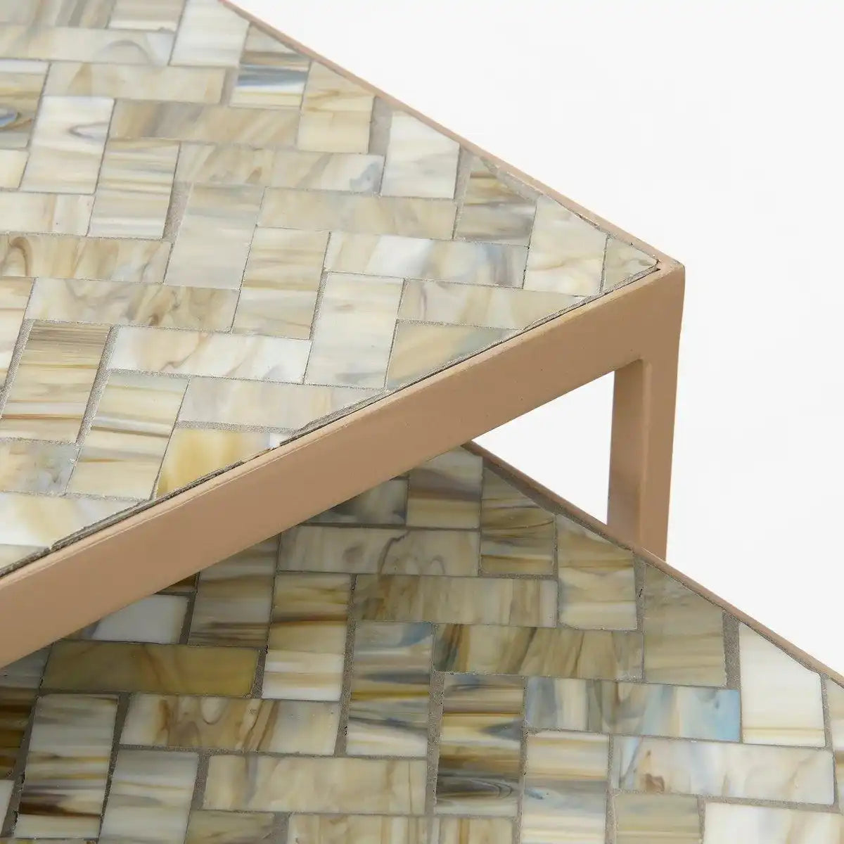 Beistelltisch für den Außenbereich – 2er-Set – L38 x B38 x H48 cm – Metall – Grau - HomeDesign Knaus