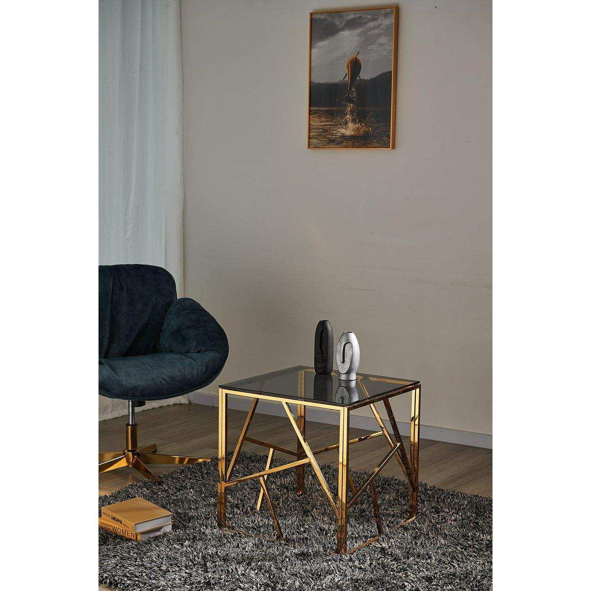 Beistelltisch Gold/Grau 55x55 cm - HomeDesign Knaus