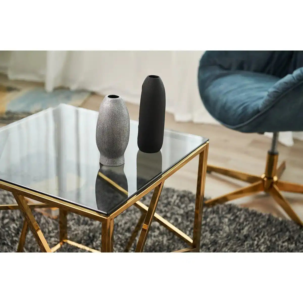 Beistelltisch Gold/Grau 55x55 cm - HomeDesign Knaus