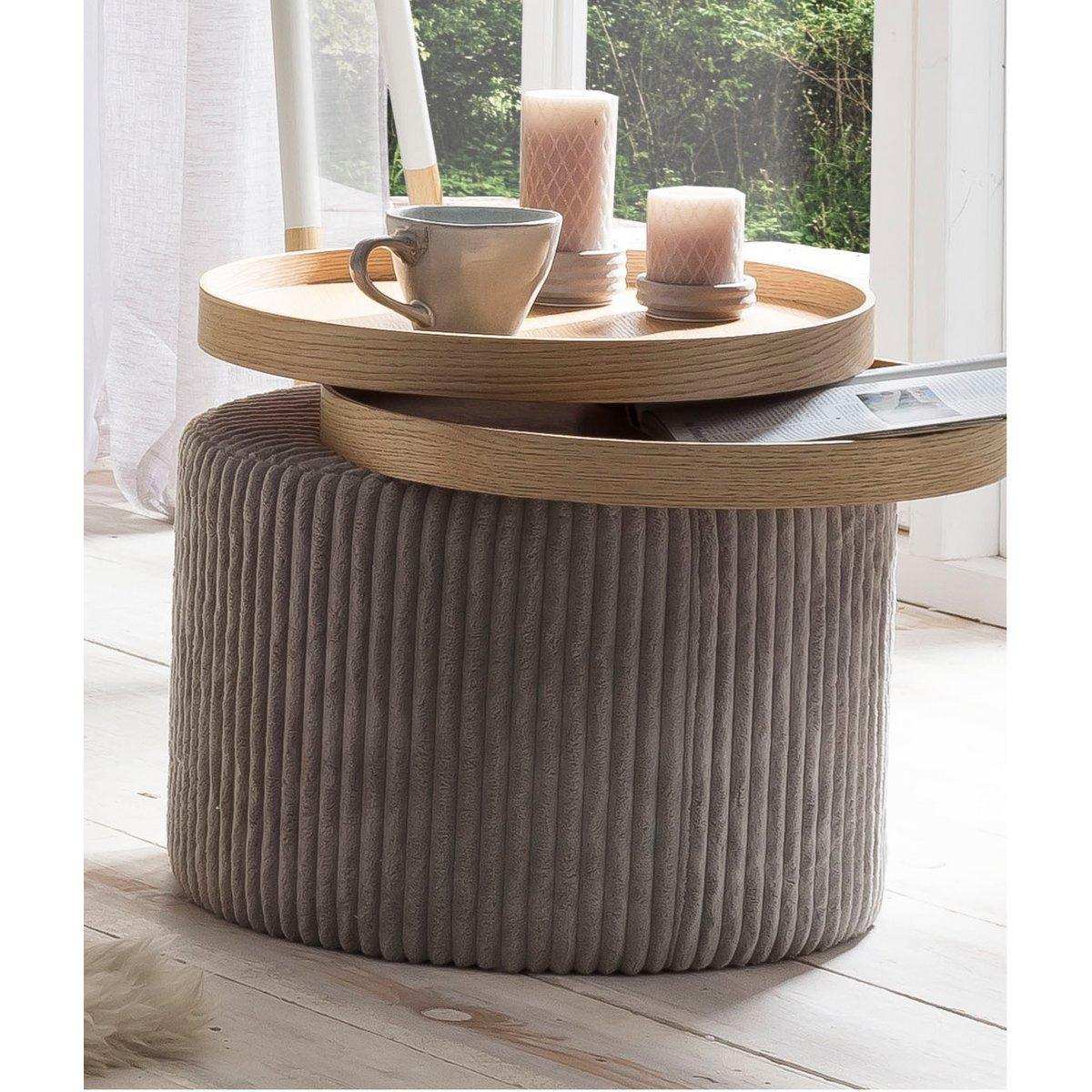 Beistelltisch hellgrau Texturstoff - HomeDesign Knaus
