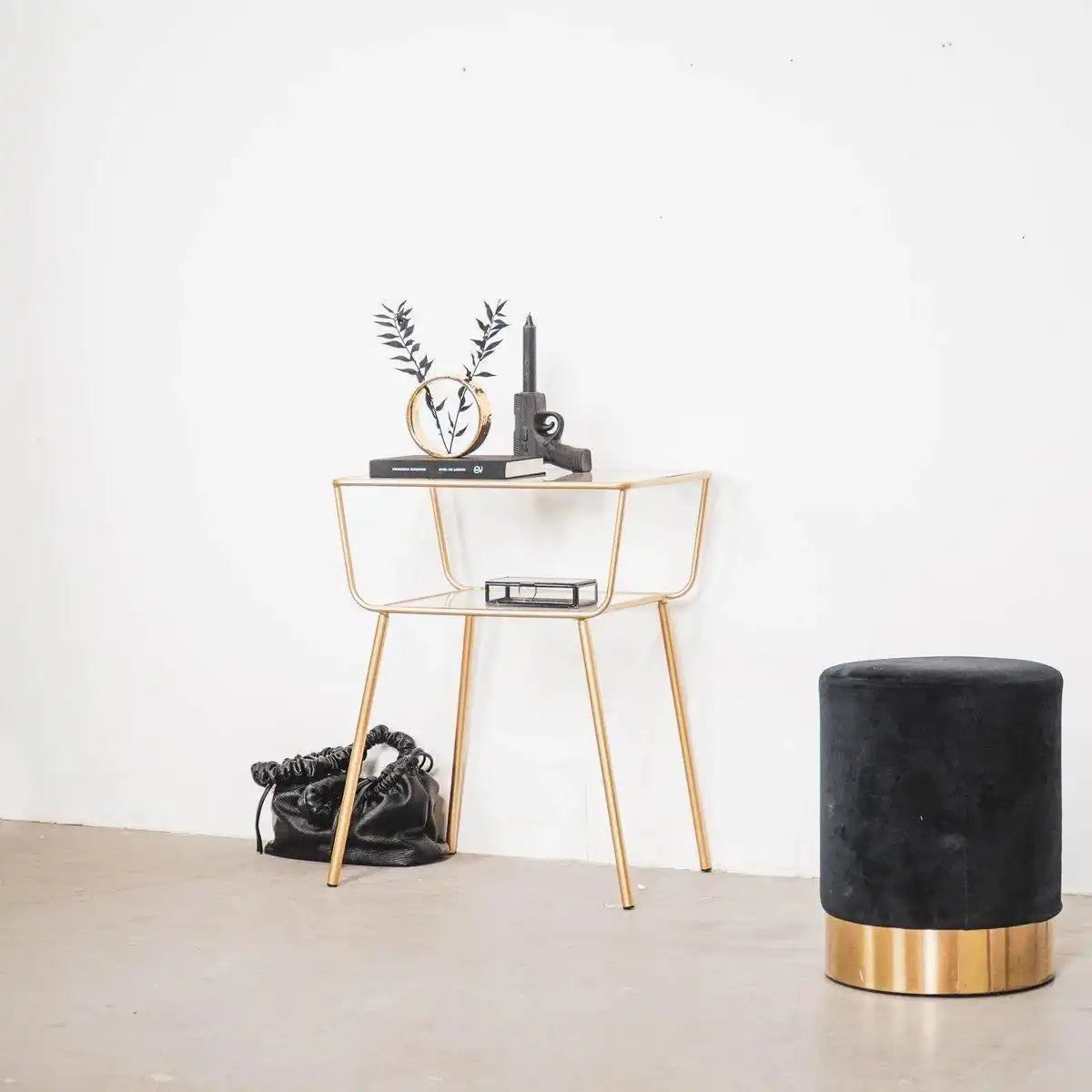 Beistelltisch / Nachttisch - Gold - 50x35x60cm - HomeDesign Knaus