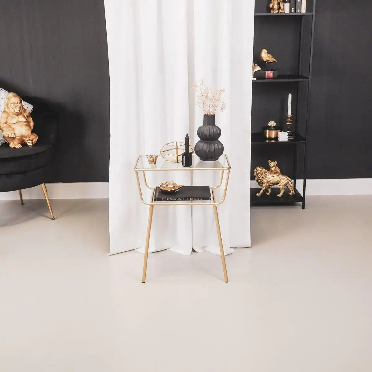 Beistelltisch / Nachttisch - Gold - 50x35x60cm - HomeDesign Knaus