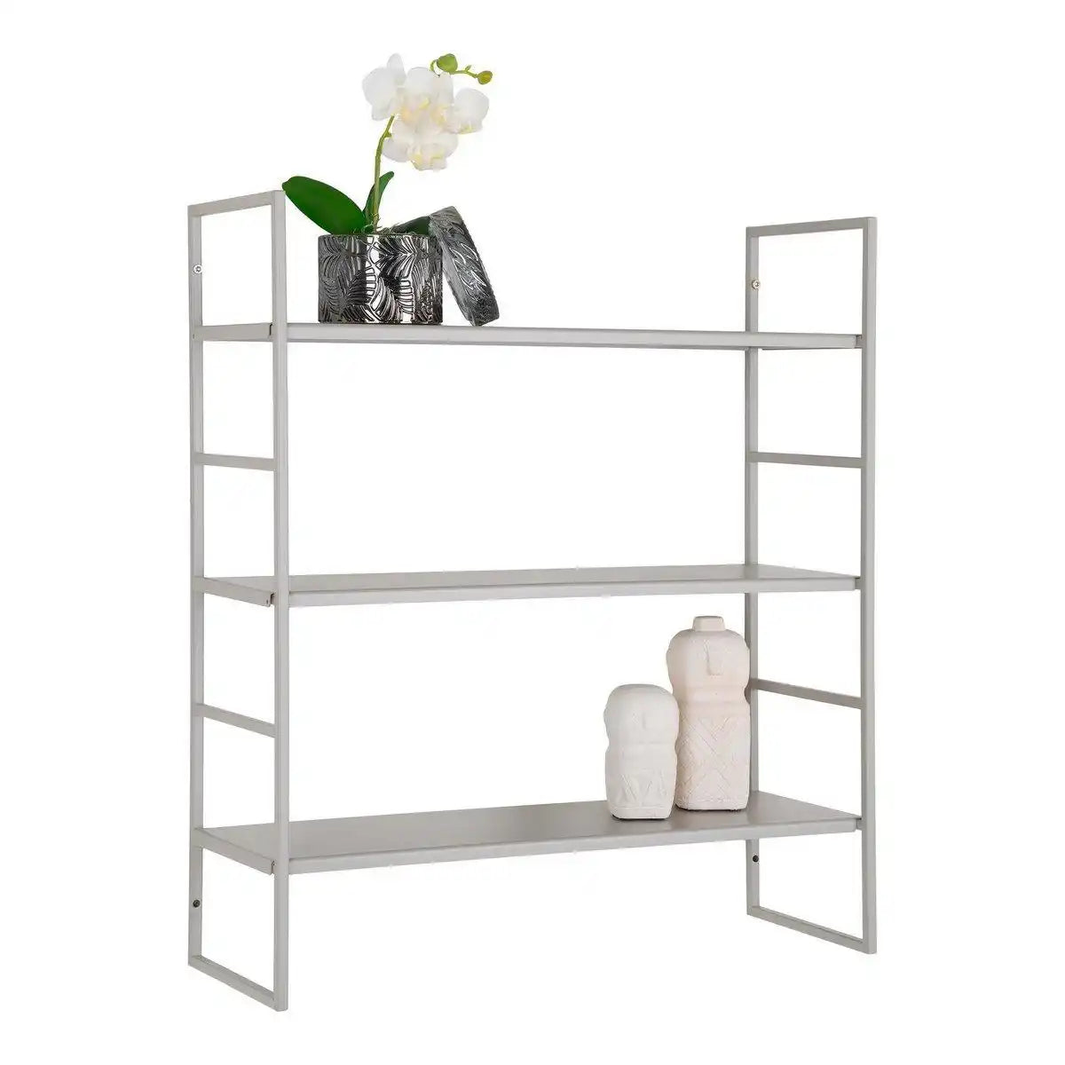 Beja Regale – Regale, Stahl, kühles Grau, 3 Regale, 48 x 17 x 55 cm - HomeDesign Knaus
