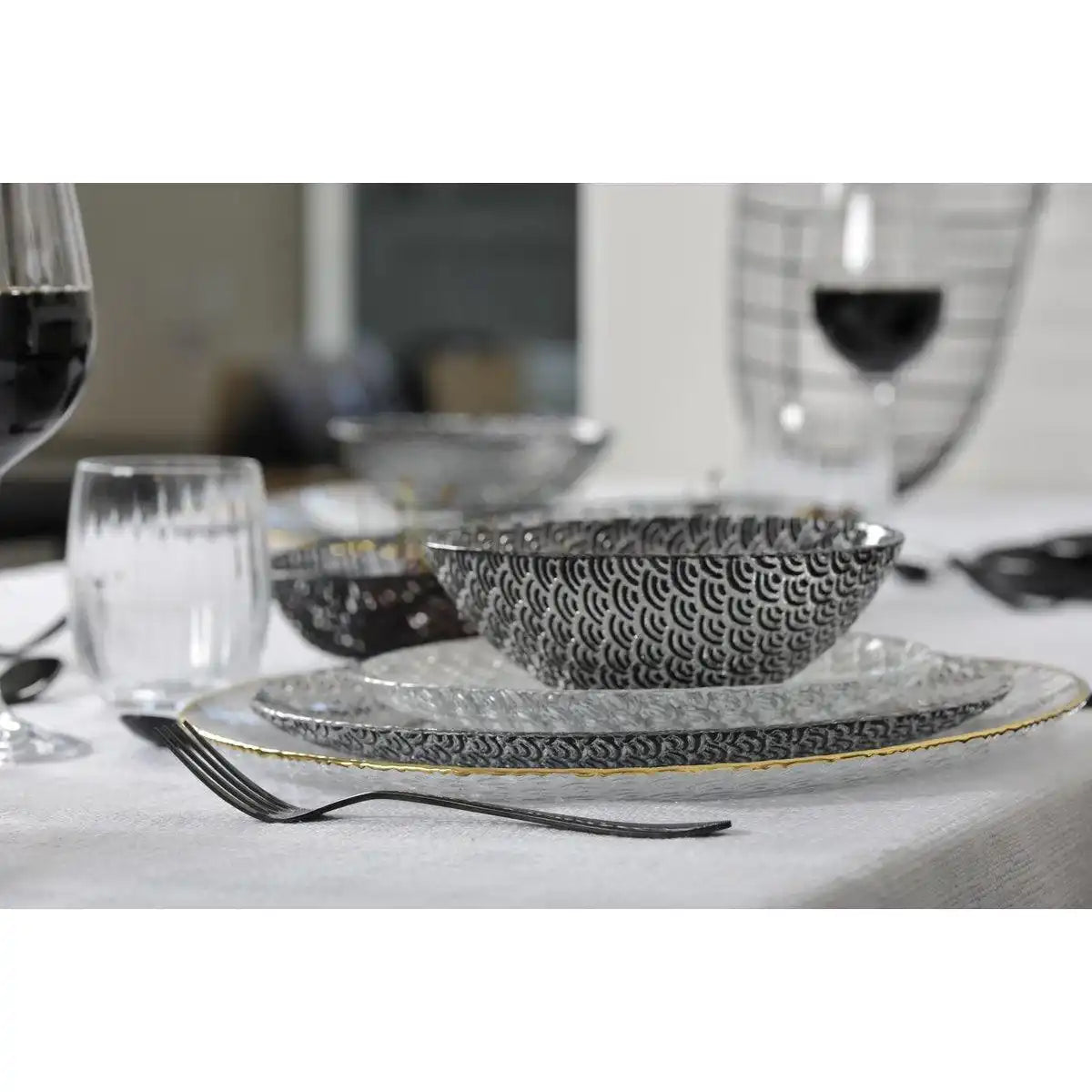 Besteckset 24 glänzend schwarze Teile - HomeDesign Knaus