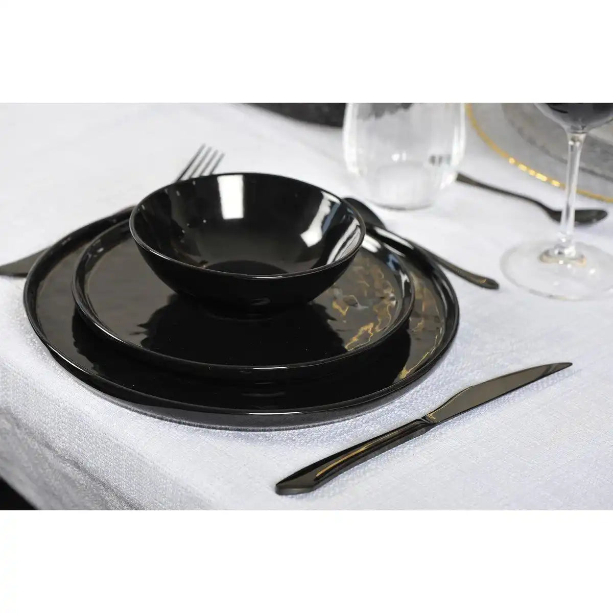 Besteckset 24 glänzend schwarze Teile - HomeDesign Knaus