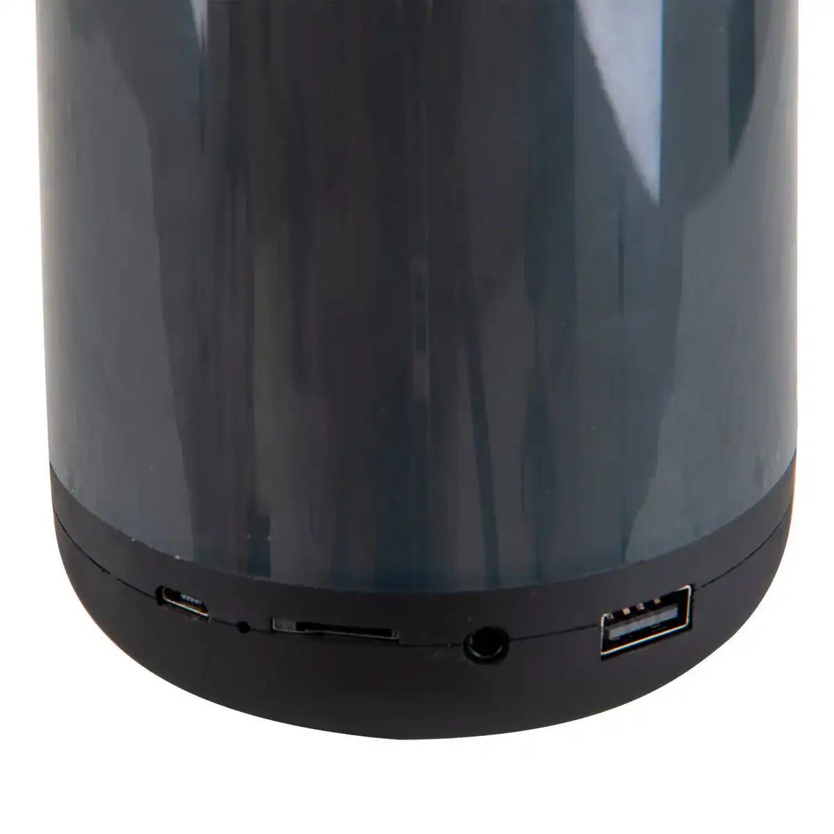 LED-Tischleuchte mit BT-Speaker "FESTA" für den Außenbereich aus schwarzem Kunststoff mit integrierten LEDs, 18 cm hoch