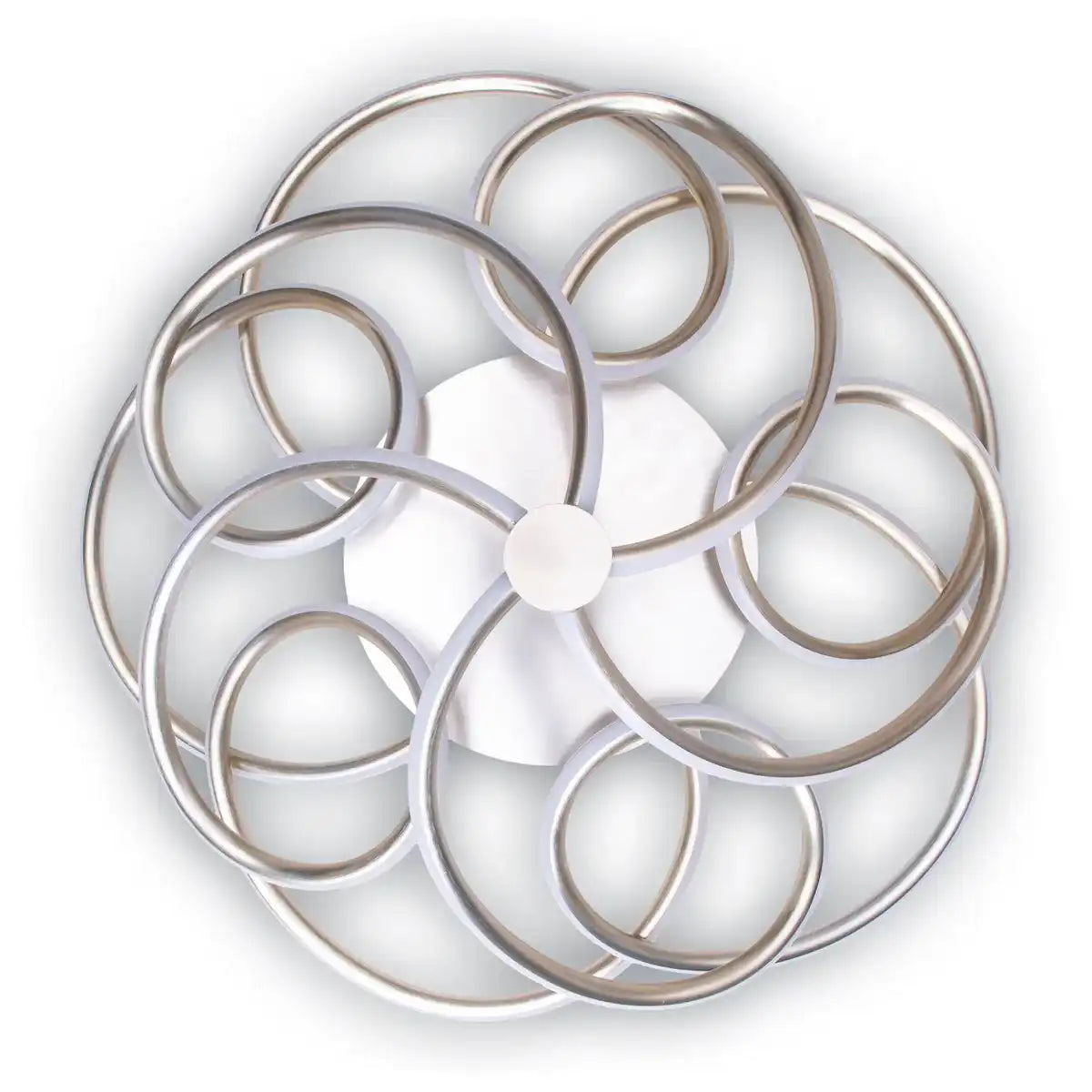 LED Deckenleuchte "RIZADO" Ø: 57cm aus Metall in satin-nickel und Kunststoff, mit fest verbauten LEDs, Beleuchtung für Wohnräume und Büro.