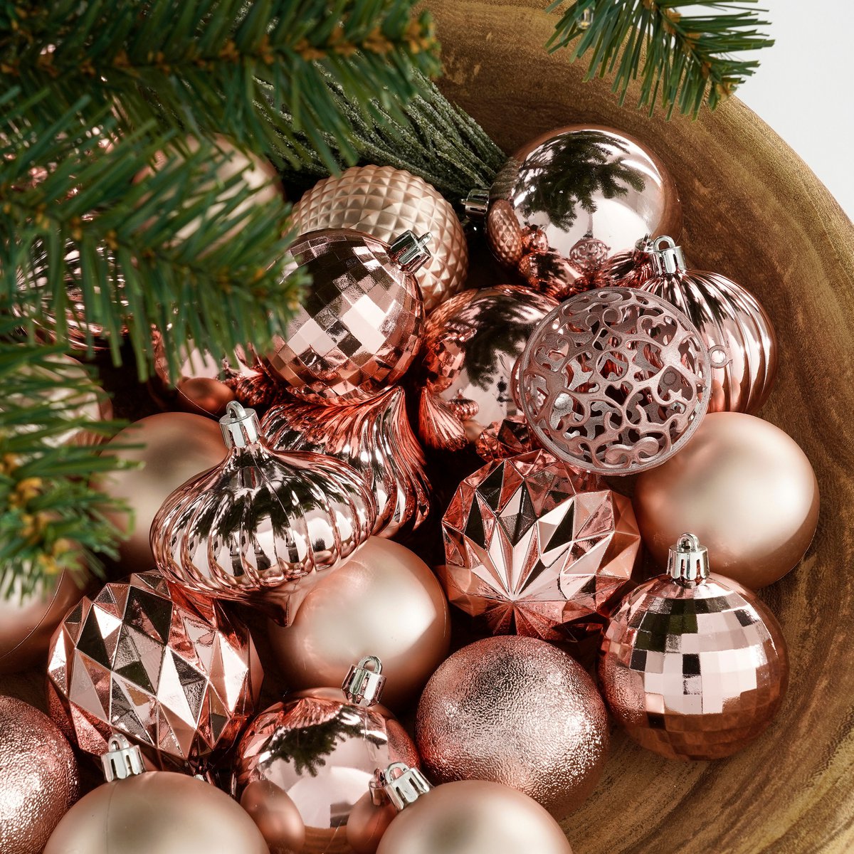 Weihnachtskugel-Set – 60 Stück – Ø7 cm – unzerbrechlich – Rosa