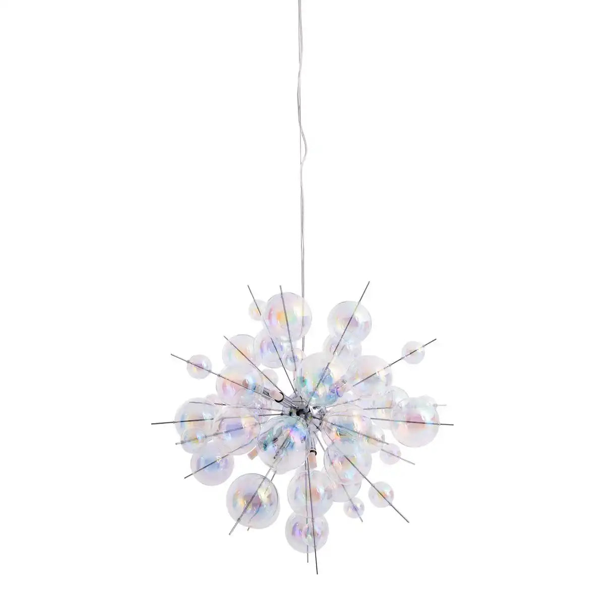 Pendelleuchte "EXPLOSION" aus Metall und irisierendem Glas, G9 Fassungen, Hängelampe für Esszimmer, Wohnzimmer, Diele oder Büro, Øca. 65 cm