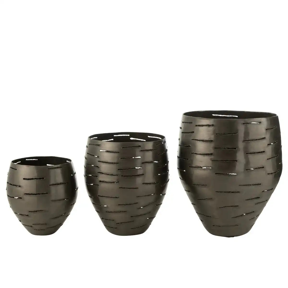 J-Line Set mit 3 Laternen aus Metall, Schwarz