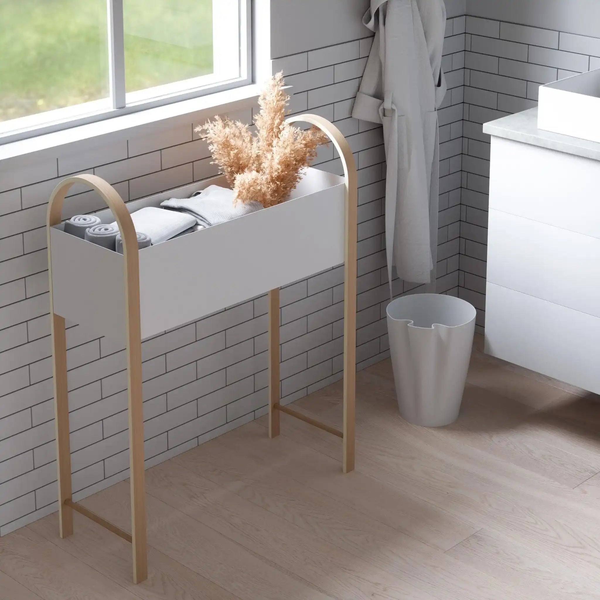 Blumen Kübel Blumentopf Hohen Pflanzentopf Weiss Metall Holz - HomeDesign Knaus