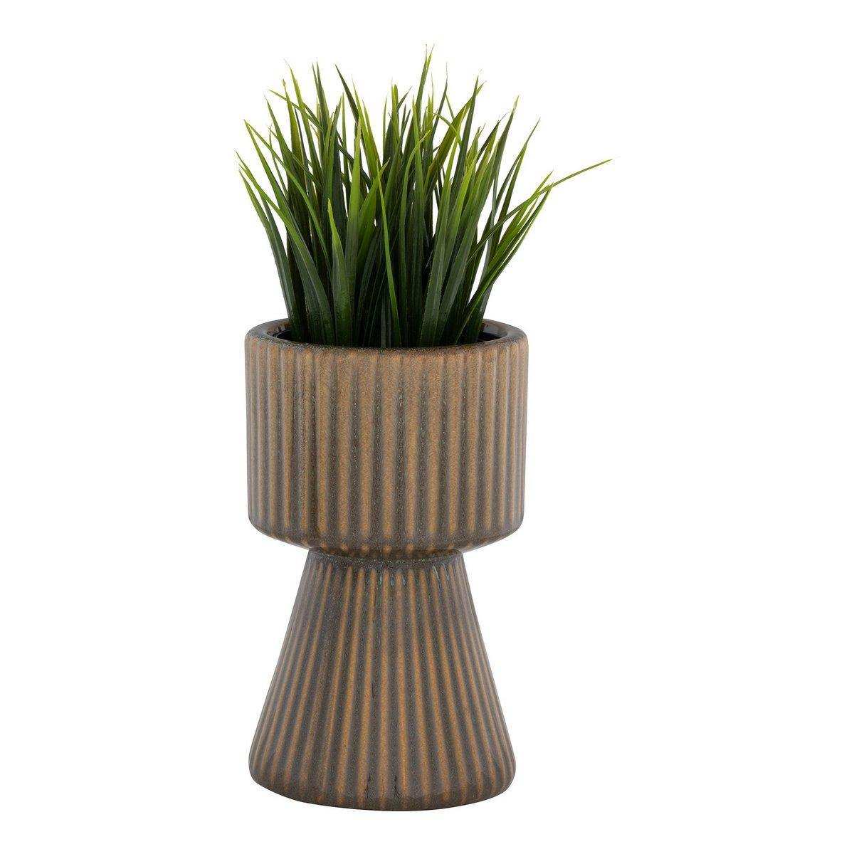 Blumentopf - Blumentopf aus Keramik, braun/blau, Ø12x19,5 cm - HomeDesign Knaus