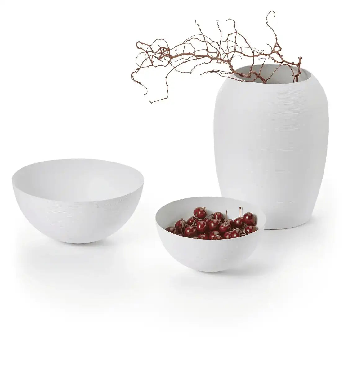 Blumenvase Handarbeit Schale mattweiß beschichteter Stahl - HomeDesign Knaus