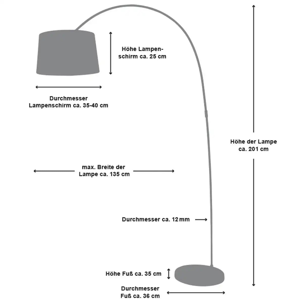 Bogenlampe 205 cm weiß - HomeDesign Knaus