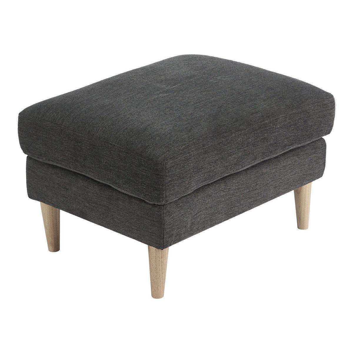 Bologna Pouf – Pouf, dunkelgrau mit natürlichen Holzbeinen, HN1045 - HomeDesign Knaus